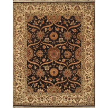 Rugsville Mugal Handmade Chocolate Wool Carpet