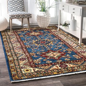 Rugsville Aisha Tribal Kazak Blue Hand Knotted Wool Oriental Carpet S-3000