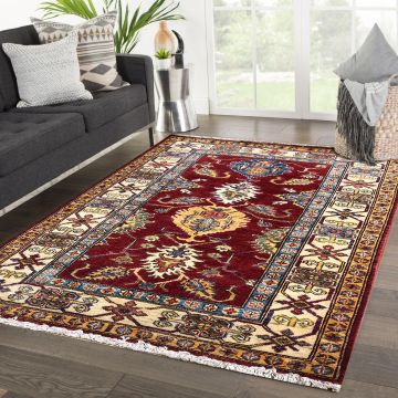 Rugsville Daniyal Tribal Kazak Red Hand Knotted Wool Carpet S-3001