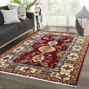 Daniyal Tribal Kazak Red Hand Knotted Wool Carpet 3' X 5'