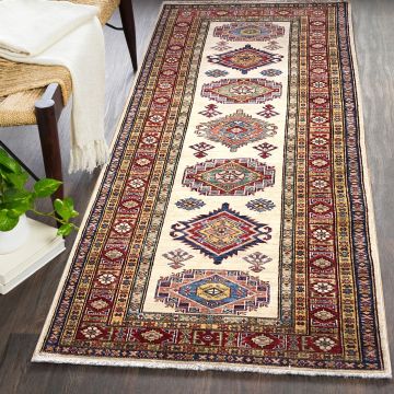 Rugsville Latifa Tribal Kazak Ivory Hand Knotted Wool Carpet S-3004