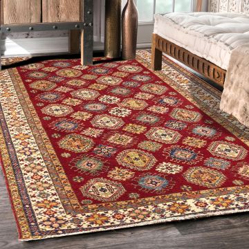 Rugsville Anara Tribal Kazak Red Hand Knotted Wool Carpet S-3006
