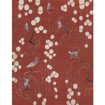 Saru Mangabey Animal Prints Royal  Handmade Wool Carpet 