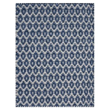 Rugsville Hover Blue Hand Made Wool Dhurrie Carpet
