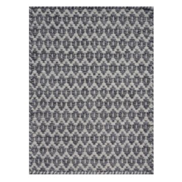 Rugsville Hover Gray Hand Made Wool Dhurrie Carpet