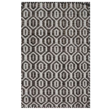 Rugsville Modern Trellis Brown Hand Made Wool Dhurrie Carpet