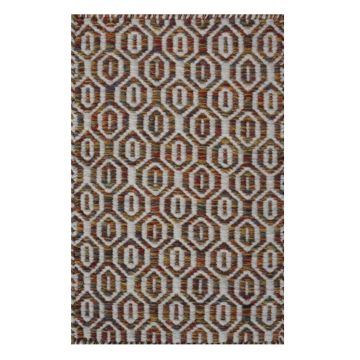 Rugsville Modern Trellis Multi Hand Made Wool Dhurrie Carpet 19927