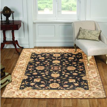 Rugsville Vegetable Dyes Wool Black Beige Wool Carpet 8' x 10'