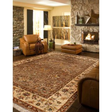 Rugsville Royal Mahal Vegetable Dyes Brown Wool Carpet 4' x 6'