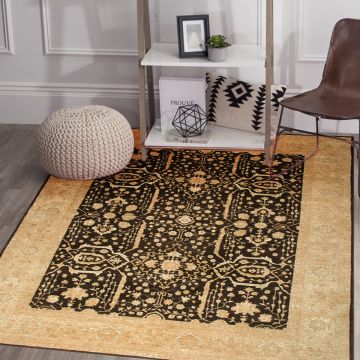  Varsari Jinjan Persian Hand Knotted Charcoal Wool Carpet 8' x 10'