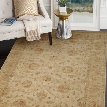 Rugsville Ziegler Traditional Floral Ivory Beige Wool Carpet 8' x 10'