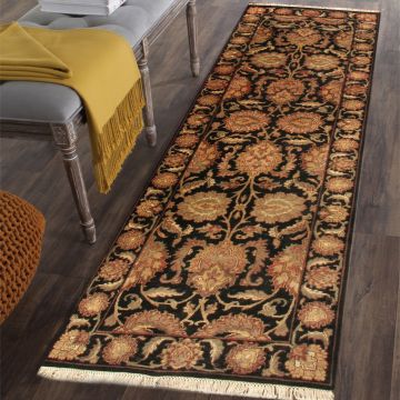Rugsville Agra Black Runner Carpet 10434
