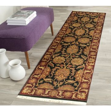 Rugsville Agra Black Red Runner Wool Carpet 2.6' x 6'
