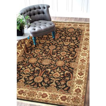 Rugsville Jaipur Sultan Hand Knotted Black Carpet 10439
