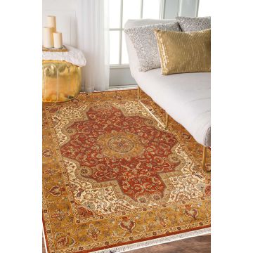 Rugsville Jwell Traditional Rust Wool Carpet 8' x 10'