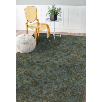 Rugsville Green Gray Hand Knotted Overdyed Carpet 6' x 9'