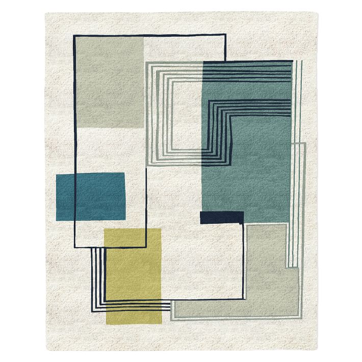 Abstract line Wool Handmade Carpet 