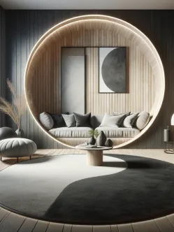 A round cotton carpet in a modern room